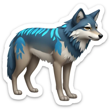 Coywolf With Blue Tribal Markings Full Body sticker
