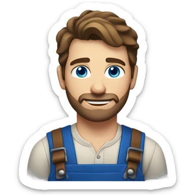 Male farmer, short beard (brown hair and BLUE eyes) sticker