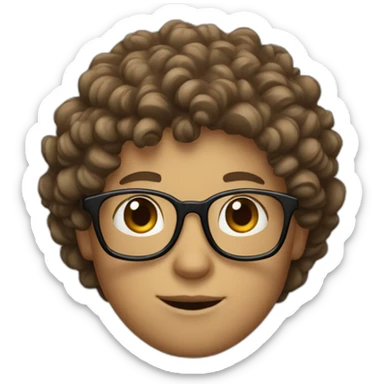 white boy with big head and glases and  brown curly hair sticker