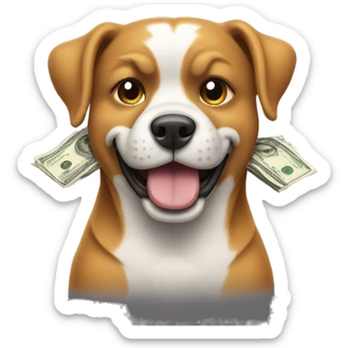 Dog flexing cash sticker