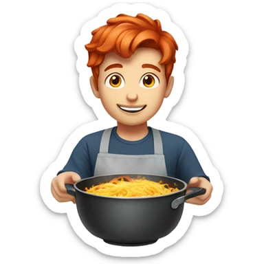 Red hair boy cooking in kitchen sticker