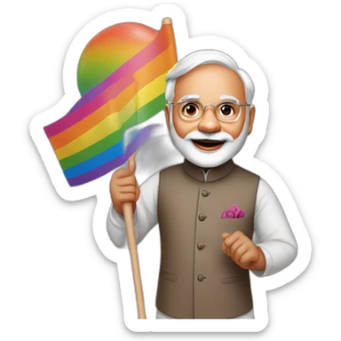 hyper realistic narendra modi waving lgbtq flag sticker