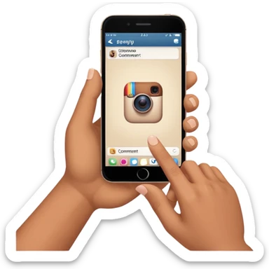 smartphone wirting an instagram comment sticker