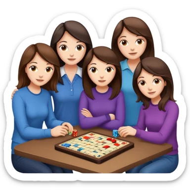 4 brunette friends playing board game sticker