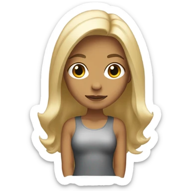 Medium tan blonde with mid length hair squatting   sticker