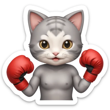 Smiling Gray baby girl kitten boxing  sticker