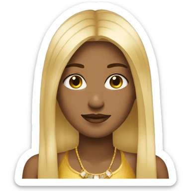 Blonde Girl with straight Hair and golden jewlery sticker