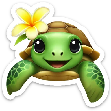Cute complete seaturtle with a frangipani blossom on the shell sticker