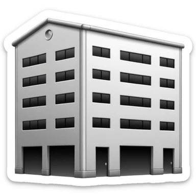 a 2d warehouse in black and white for a report from the outside sticker