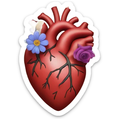 Anatomical hart with flowers sticker