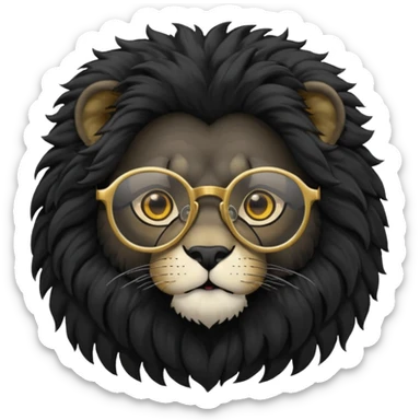 Black Lion with glasses on sticker