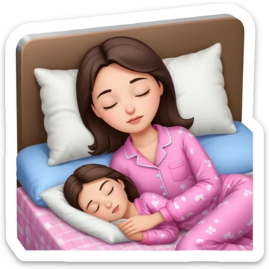 Brunnete girl sleeping withh pink pijamas sticker