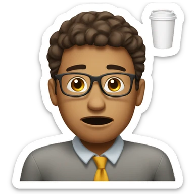 stressed college student with coffee  sticker