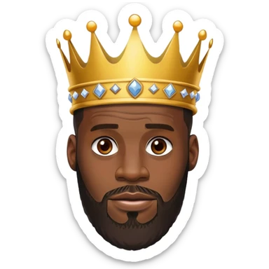 LeBron James face with beard and crown emoji sticker