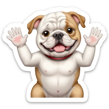 White English Bulldog, high five sticker