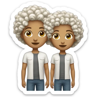 White Twins with curly hair sticker
