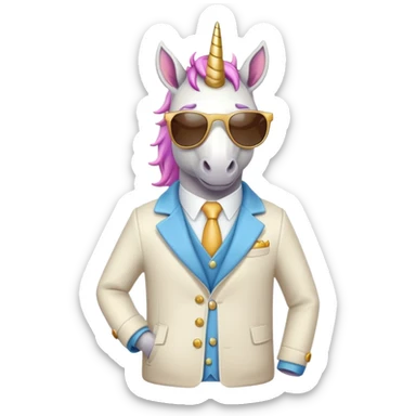 Unicorn wear coatsuit and wear sunglasses  sticker