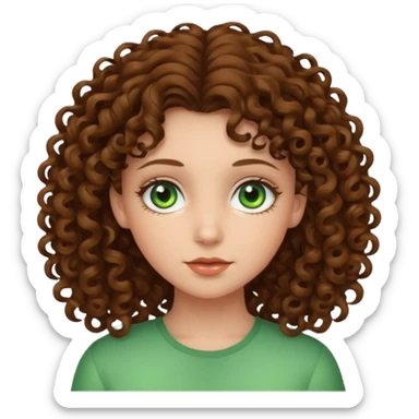 Girl with curly hair and green eyes  sticker