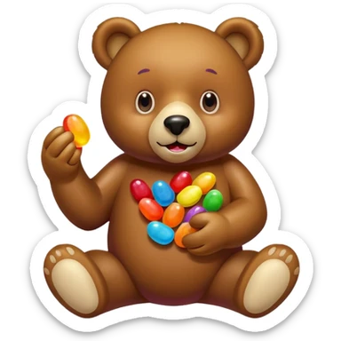 jelly beans hold by a bear sticker