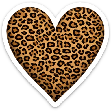 leopard print heart sticker