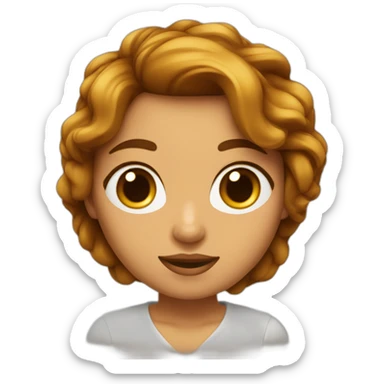 chica con pelo castaño ondulado y largo, con ojos marrón miel sticker