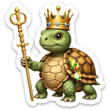 royal staff tortiose with scepter in left hand sticker