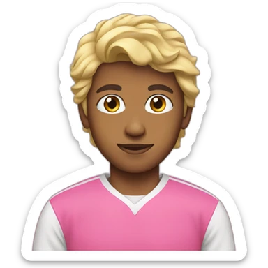 Arab boy, pink football shirt, blonde hair sticker