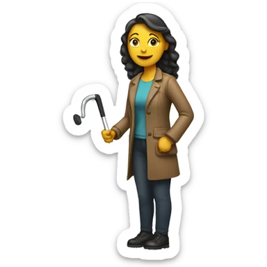 Woman with crutch sticker