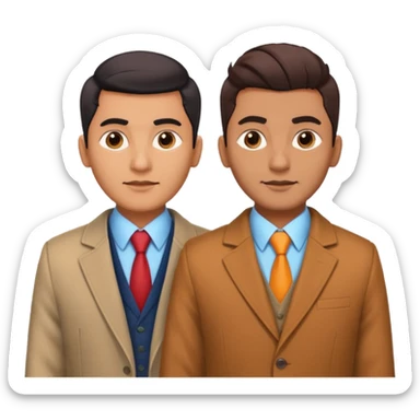 two same look brother both busnessmen indian look just gove diffrenet colour of coat and little bit variation in hairstyle sticker