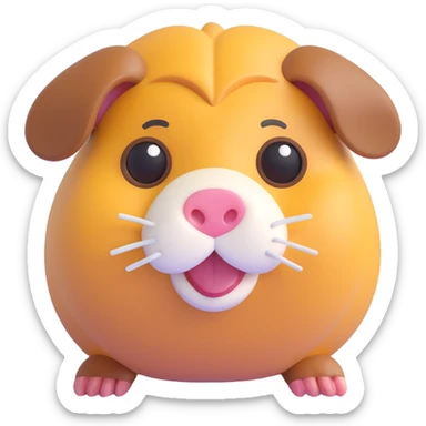 soft and round 3D emoji style guinea pig sticker