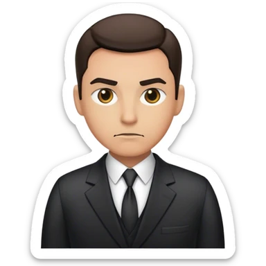 A secret intelligence agent wearing a formal suit, appearing serious and professional, with a mysterious and authoritative presence sticker