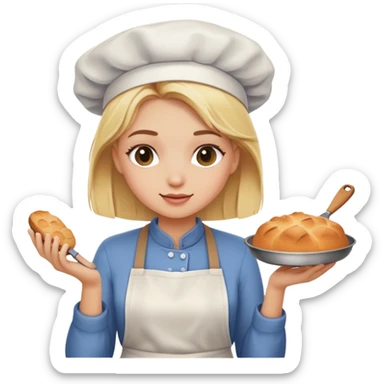 Blonde girl baking sticker