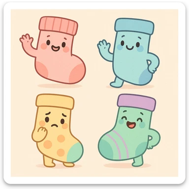 cute socks in pastel toon style sticker