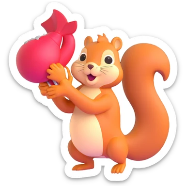 squirrel holding a fish like a boxing glove sticker