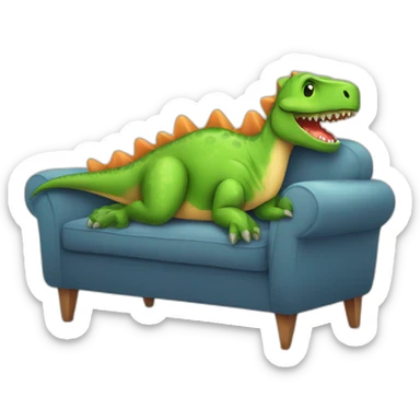 fever sick dinosaur on the sofa under blankets sticker