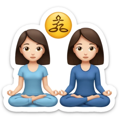 two brunetts meditating sticker