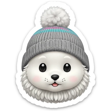 beanie with A fluffy pom-pom sticker