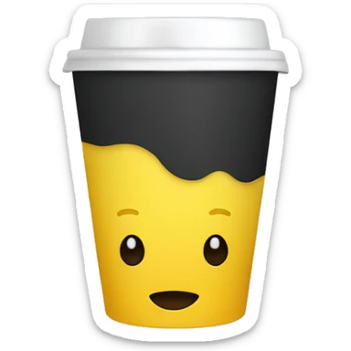 emoji amarelo tomando café da manhã, xícara branca sticker