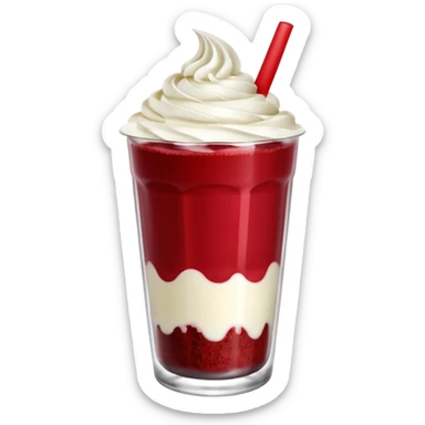 crea una bebida de red velvet con bolitas de yogurt como topping en vaso de plastico con popote, el topping no es crema, son poppings de yogurt sticker