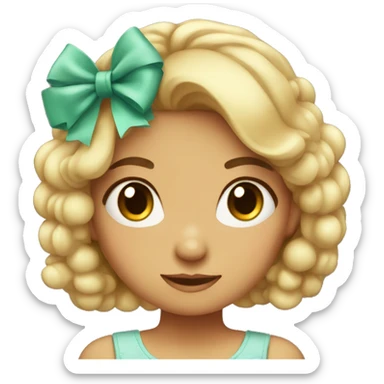 Cute girl with bow in hair sticker