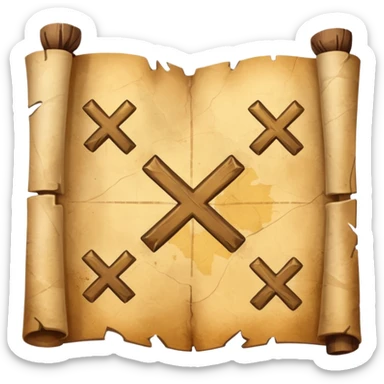 aged parchment map with X marked treasure map. sticker