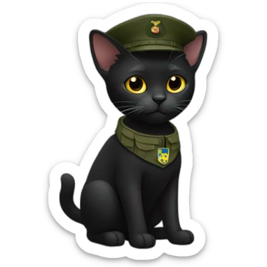 black ukraine cat with military t-shirts sticker