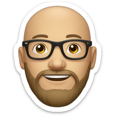 A young bald white man with round black glasses and a big black beard. sticker