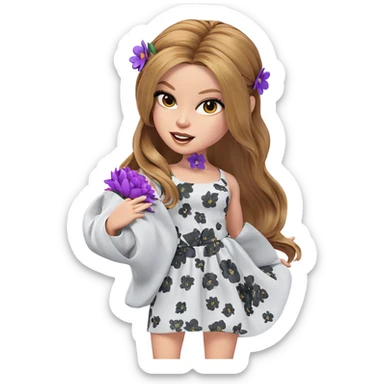 girl with flower in hair sticker