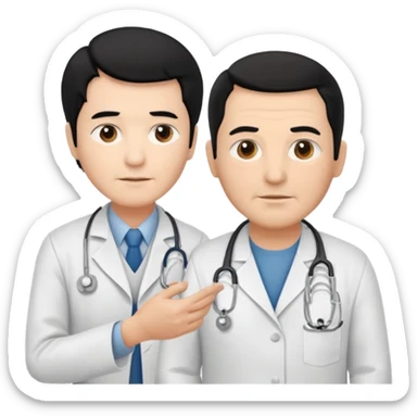 doctor black hair attending to a old man  sticker