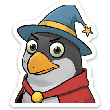 Penguin wizard sticker