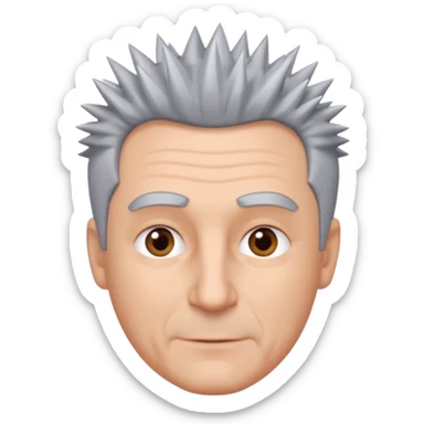 50 yr old white man short spike hair grey sticker