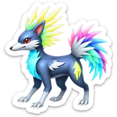Neon Vibrant Pulsating Trail-glowing Chromatic Trico-Silvally-fusion-hybrid sticker