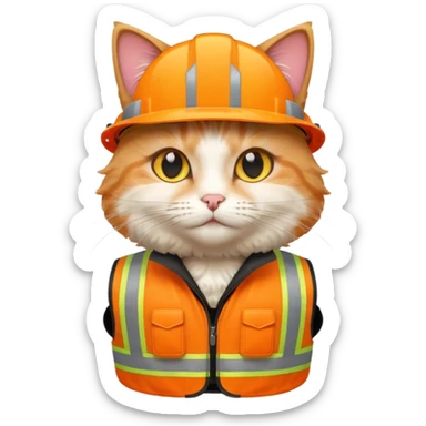 cat in hi-vis vest sticker