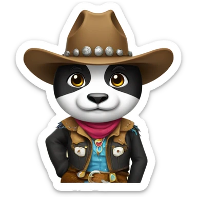 Panda as a cowgirl sticker